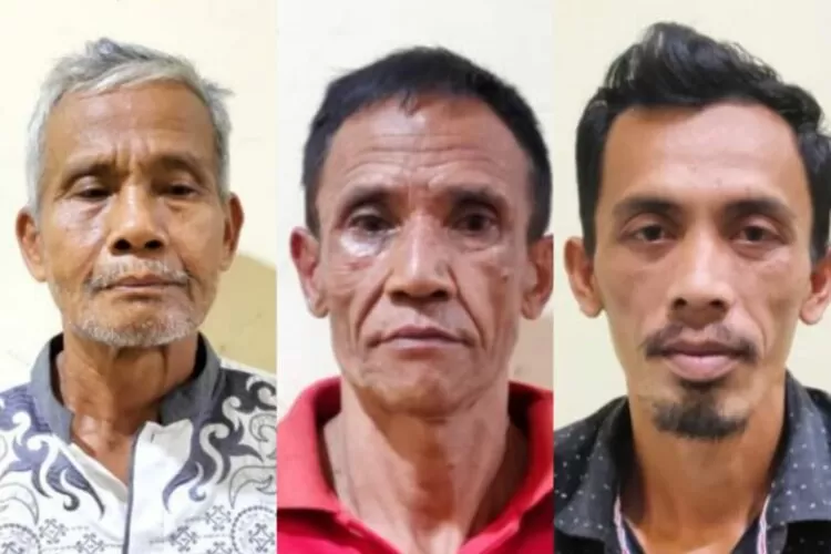 Tampang tiga pelaku pembunuh berantai, yakni Wowon Erawan (tengah) dan dua rekannya, Dede (kanan) dan Solihin.  (Istimewa)