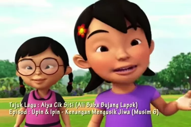 Lirik lagu Mei Mei Susanti Aiya Cik Siti (Ali Baba Bujang Lapok) dalam kartun Upin Ipin yang viral di TikTok. (YouTube Les&rsquo; Copaque Production)