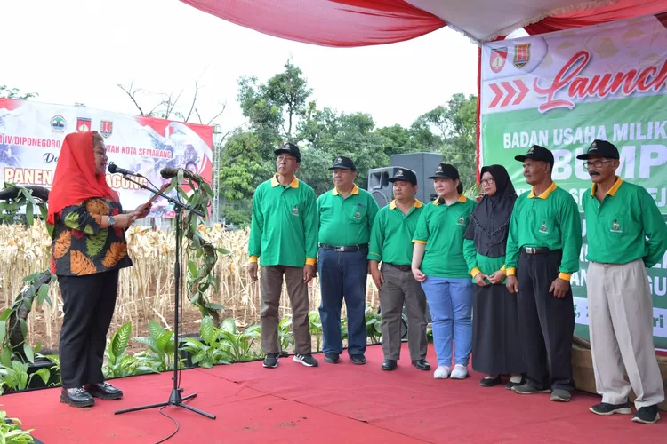 Plt Wali Kota Semarang Hevearita Gunaryanti Rahayu saat meresmikan BUMP milik petani. (Pemkot Semarang)