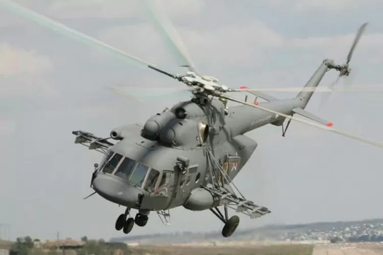 Helikopter Rusia yang rontok oleh pasukan militer Ukraina (Tass Rusia)