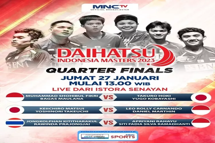 Jadwal Indonesia Masters 2023 Babak Perempat Final Hari Ini, Tersisa 9 Wakil Indonesia dan Link Nonton Live  Streaming Mulai Pukul 13.00 WIB (www.instagram.com/@sport_mnctv)