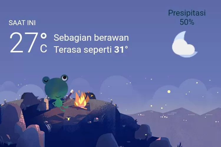 Prakiraan cuaca di Jakarta, sebagian berawan pada malam hari ini. (Weather.com)