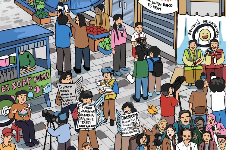 Karikatur dalam twitter Presiden Joko Widodo yang menggambarkan sedang Menghadiri Hari Pers Nasional 2023