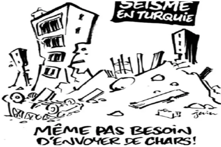 Karikatur gempa Turki  ((Twitter: @charlie_hebdo_))