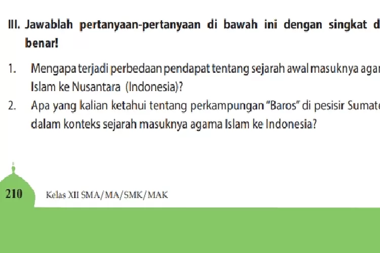Kunci Jawaban PAI Kelas 12 Halaman 210-211 Rahmat Islam Bagi Nusantara &ndash; Bagian II &amp; III (BSE Kemdikbud)