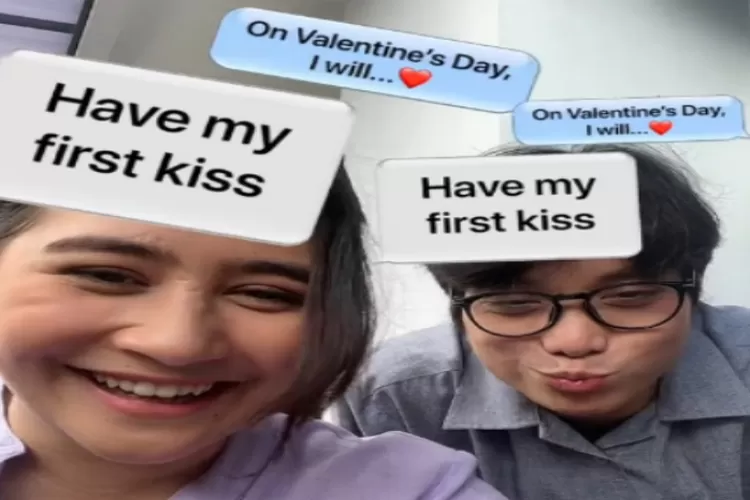 Keseruan Dikta dan Prilly saat main filter valentine (TikTok @prillylatuconsina15)