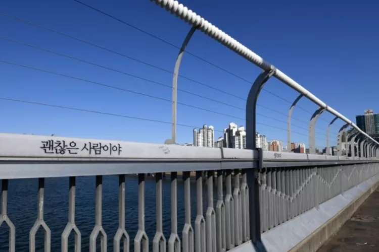 Jembatan Sungai Han difasilitasi banyak alat untuk pencegahan bunuh diri. (oreatimes.co.kr)