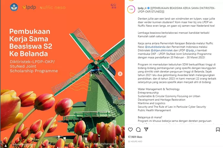 Kuliah S2 Gratis Ke Belanda, Beasiswa OKP-LPDP 2023 Kembali Dibuka ...