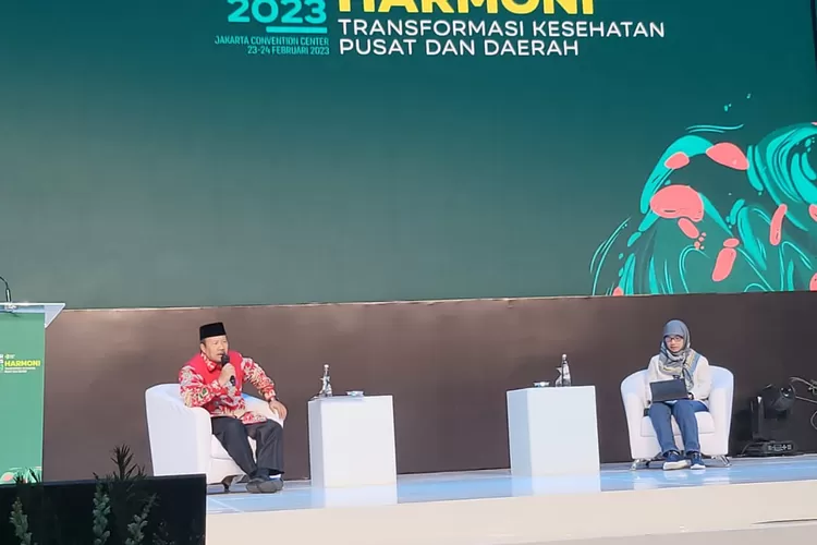 Bupati Andri Warman saat menjadi pembicara di Rakerkesnas 2023 Kemenkes RI (AMC News)