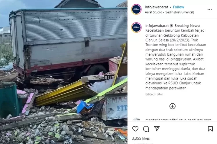 Mobil Tronton kembali Geruduk Rumah di daerah Cianjur, ada Korban Meninggal dunia serta korban luka-luka