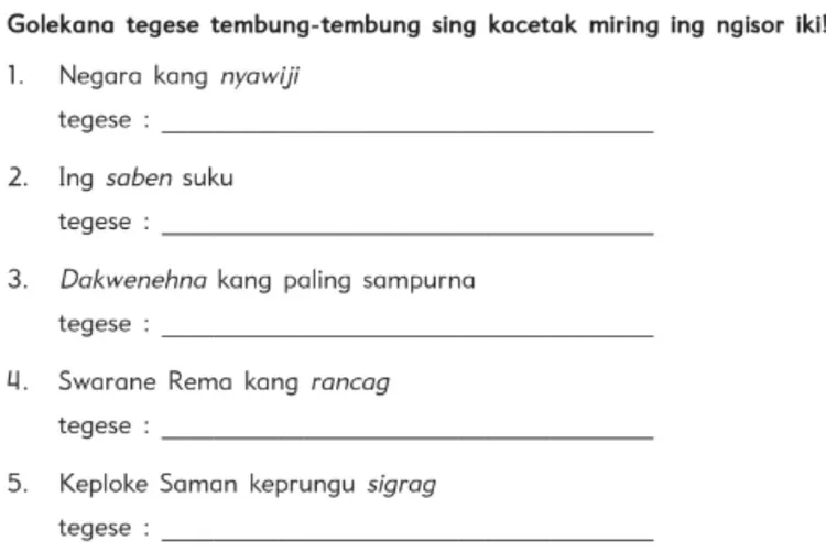 Gladhi Kompetensi 5 Bahasa Jawa kelas 4