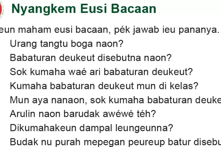 Soal Bahasa Sunda kelas 2 halaman 18 Kurikulum 2013