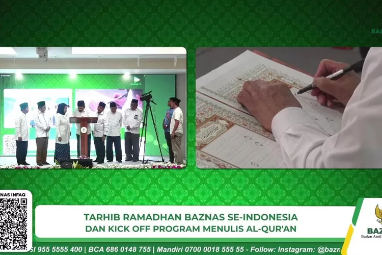 Ketua Baznas RI KH Noor Achmad memimpin  Tarhib Al Quran  bagi 1000 Amil, 1000  Muzaki dan 1000 Mustahik di lantai 5 kantor Baznas di Jalan Matraman, Jakarta Timur, Jumat (10/3/2023).  