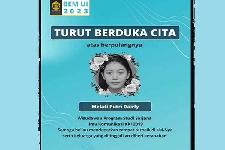  Potret Mahasiswi UI yang Ditemukan Bunuh Diri di Apartemennya (twitter.com/BEMUI_Official)