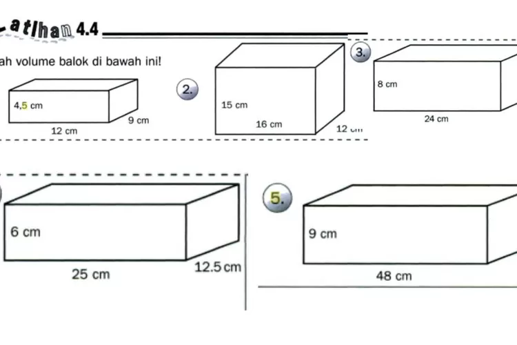 Soal Matematika kelas 5 tentang volume balok