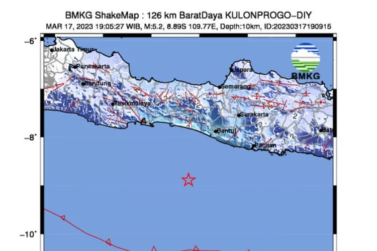 Gempa Magnitudo 5,6 Guncang Kulon Progo Yogyakarta, Getaran Terasa sampai Solo dan Beberapa Kota di Jawa Timur   (bmkg.go.id)