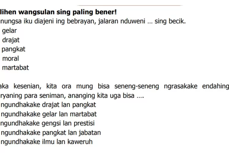 Gladhen Wulangan 4 Bahasa Jawa kelas 11 halaman 95 96 97 98