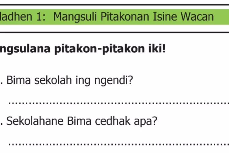 Gladhen 1 Bahasa Jawa kelas 2 halaman 75