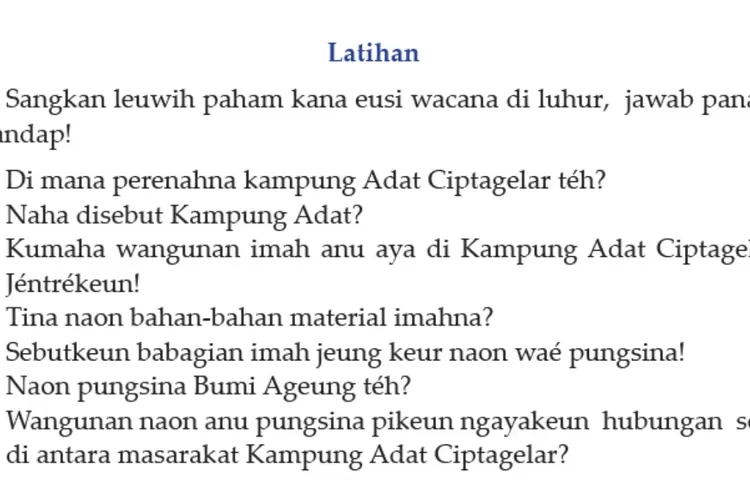 Latihan Bahasa Sunda kelas 8 halaman 99 100
