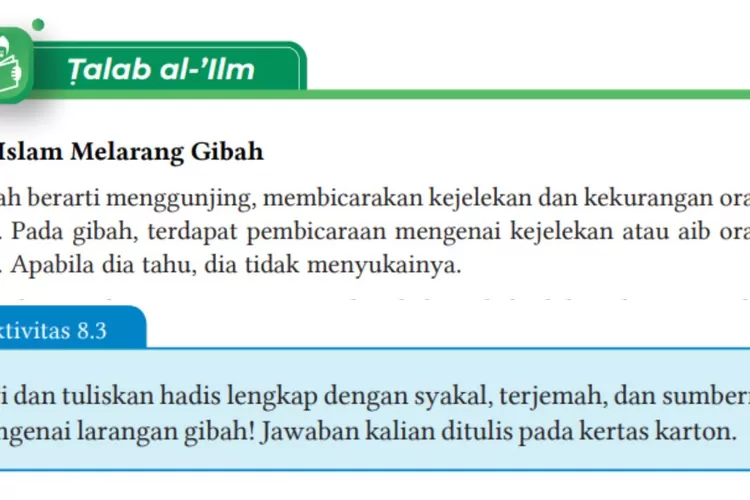 Soal Agama Islam kelas 7 halaman 179 Semester 2 Kurikulum Merdeka