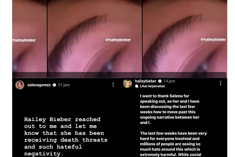 Kronologi Selena Gomez Coba Lindungi Hailey Bieber dari Ancaman Pembunuhan (Instagram)