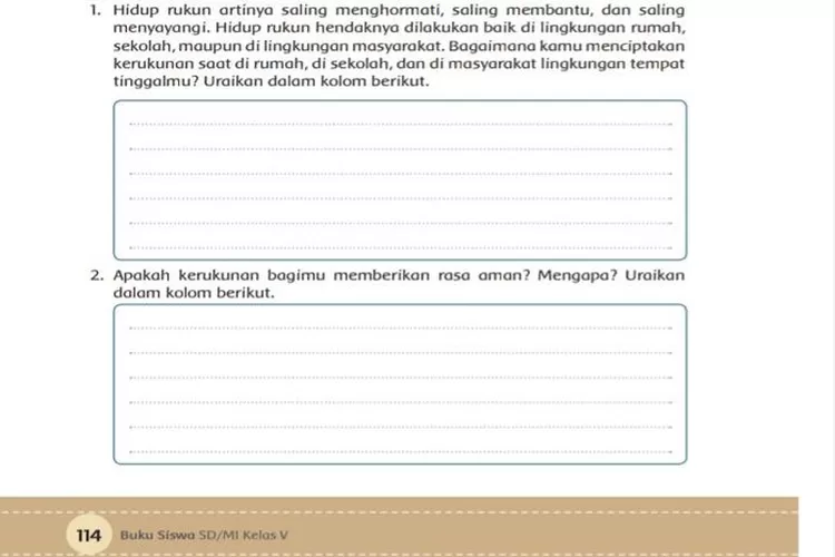 Kunci Jawaban Tema 9 Kelas 5 SD/MI Halaman 114, Buku Tematik Terpadu ...