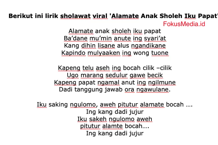 Lirik Alamate Anak Sholeh Iku Papat Az Zahir Dan Gadrung Nabi Viral Di ...