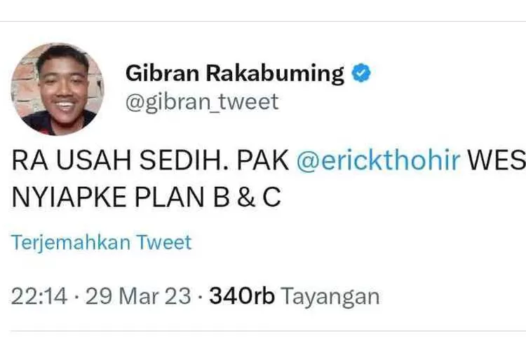 Cuitan Gibran usai FIFA batalkan Indonesia jadi tuan rumah Piala Dunia U-20 (Endang Kusumastuti)