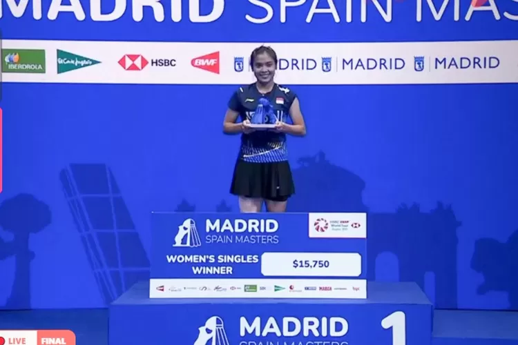 Gregoria Mariska Tunjung satu-satunya Juara 1 di Sapin Masters 2023.    (Instagram @livebadminton200)