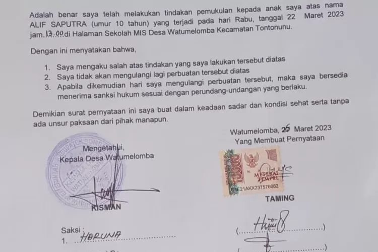 Ayah pukuli anak terungkap dan sudah membuat pernyataan minta maaf (dari WA grup)