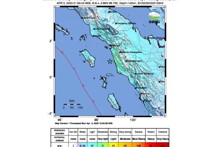 Gempa Bumi M 6,4 Guncang Padang Sidempuan (BMKG)