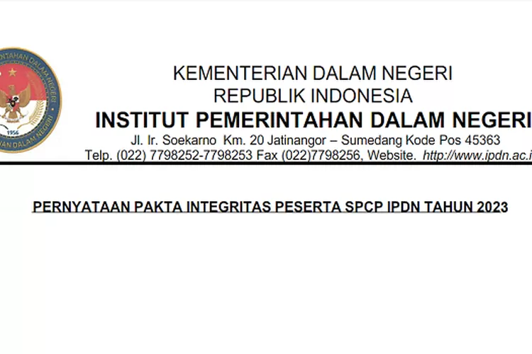 DOWNLOAD Pakta Integritas IPDN 2023 Dokumen Pendaftaran Syarat