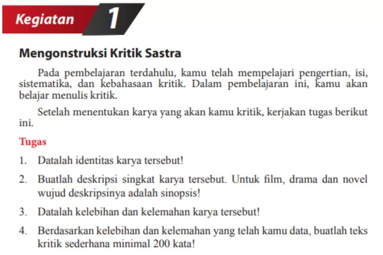 Kegiatan 1 Bahasa Indonesia kelas 12 halaman 211 Kurikulum 2013