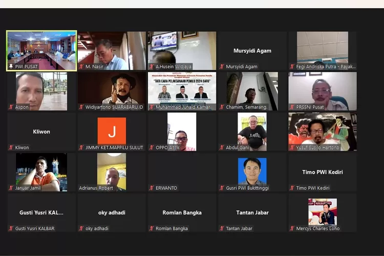 webinar bertajuk "Tata Cara Pelaksanaan Pemilu 2024 Baru" yang dilaksanakan PWI bersama Mappilu, Rabu 5 April 2023. (ayosolo.id/dok. PWI)