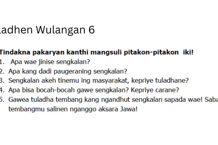 Gladhen Wulangan 6 Bahasa Jawa kelas 11 halaman 138