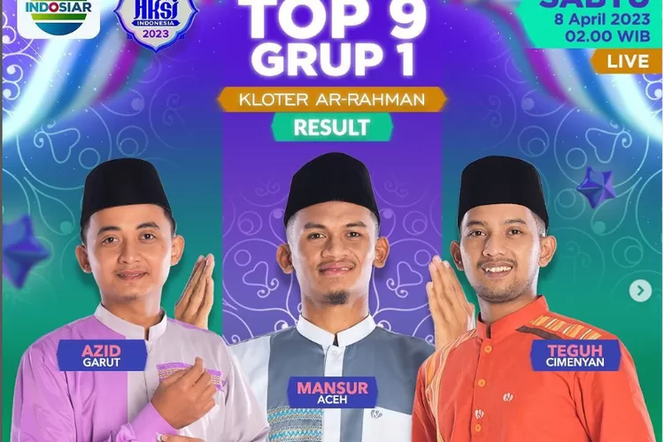  AKSI Indonesia 2023 Indosiar Top 9 Grup 1 Kloter Ar-Rahman Result (screenshot Instagram/officialaksi.indosiar)