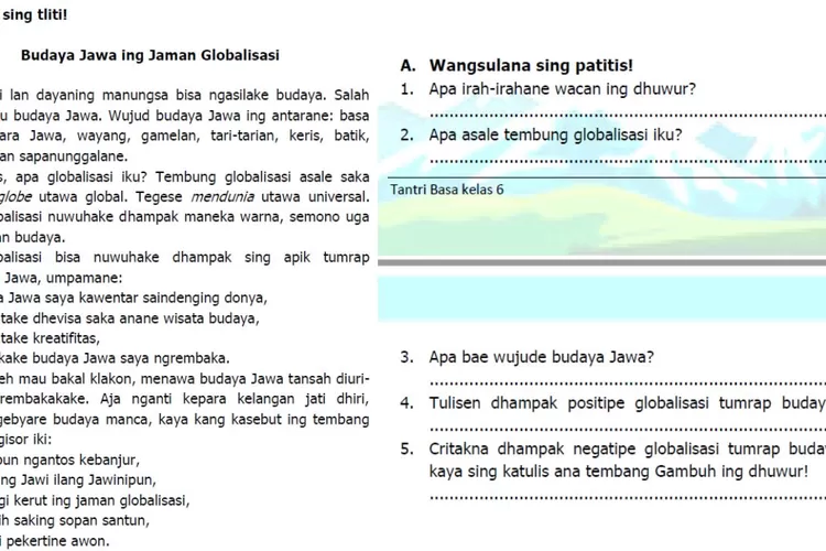 Uji Kompetensi Semester 2 Bahasa Jawa kelas 6 halaman 96 97 98