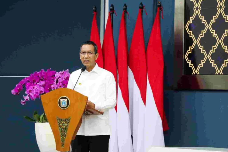 Pj Gubernur DKI Jakarta Heru Budi  Hartono saat  menyampaikan  sambutan  pembukaan Musrenbang, Senin (10/4/2023)