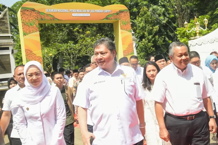 Bupati Purwakarta Anne Ratna Mustika bersama Menko Perekonomian Airlangga Hartarto. (Diskominfo Purwakarta)