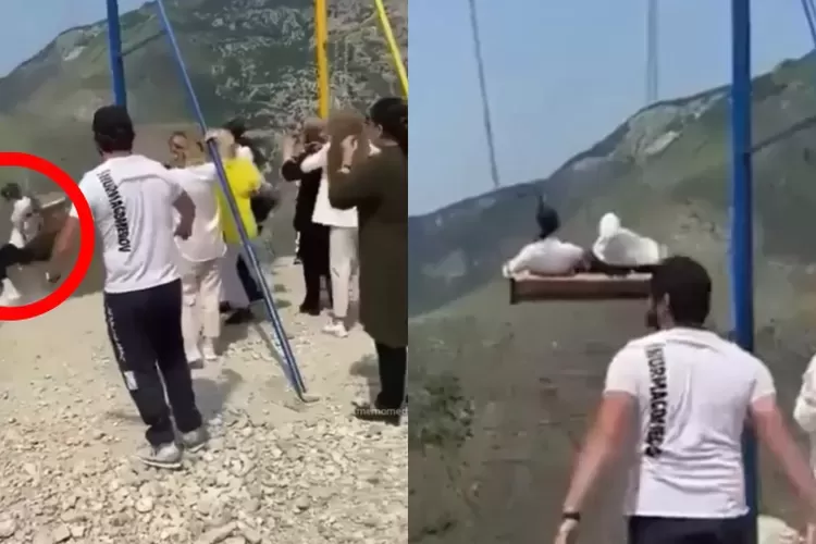 Momen Mengerikan Dua Wanita Jatuh Dari Ayunan di Tepi Jurang Setinggi 6.300 Kaki di Rusia, Jadi Viral di Media Sosial (Gorajuara/alonesia)