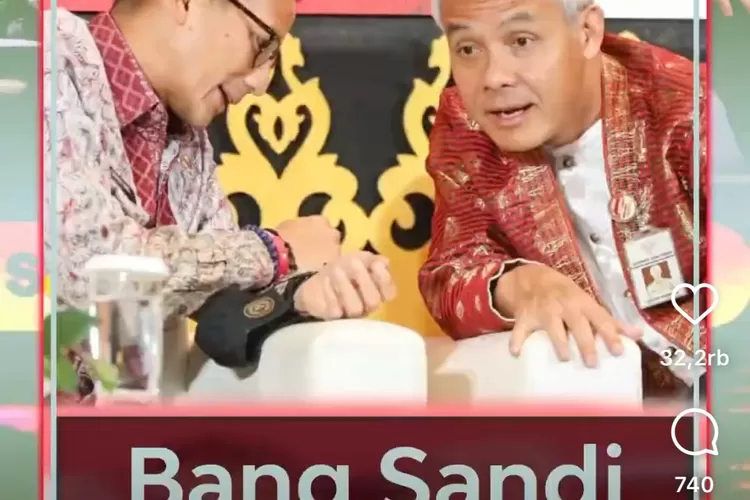 Sandiaga Uno memberi pantun kepada Ganjar Pranowo di Semarang, ada apanih. Sayang, Ganjar tak membalas pantun tersebut. (tangkapan layar instagram @ganjarpranowo)