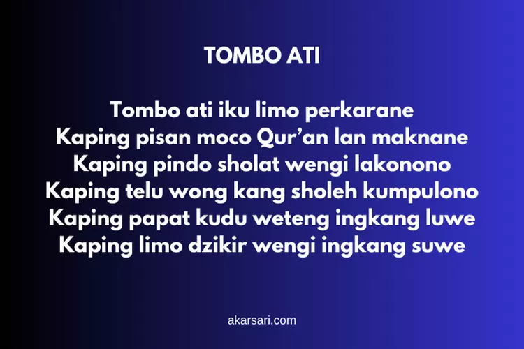 Lagu Tombo Ati Lirik Jawa Dan Indonesia - Akarsari