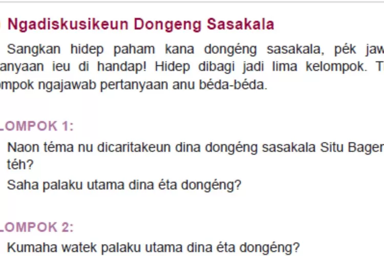 Bahasa Sunda kelas 5 halaman 92 93 Kurikulum 2013