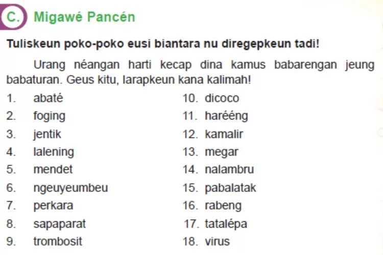 Bahasa Sunda kelas 6 halaman 75 Kurikulum 2013