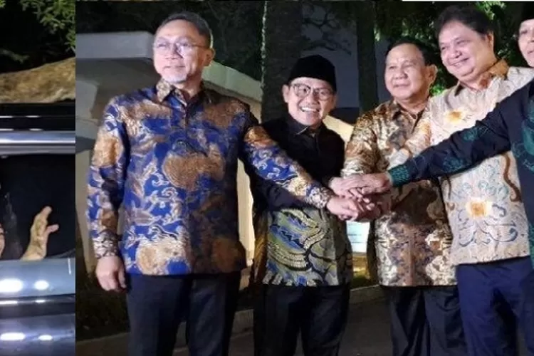 Ketua Umum PDIP Megawati Soekarnoputri melambaikan tangan dan lima ketua umum parpol berpose di Istana Merdeka Jakarta, Selasa (2/5/2023) (Ist)