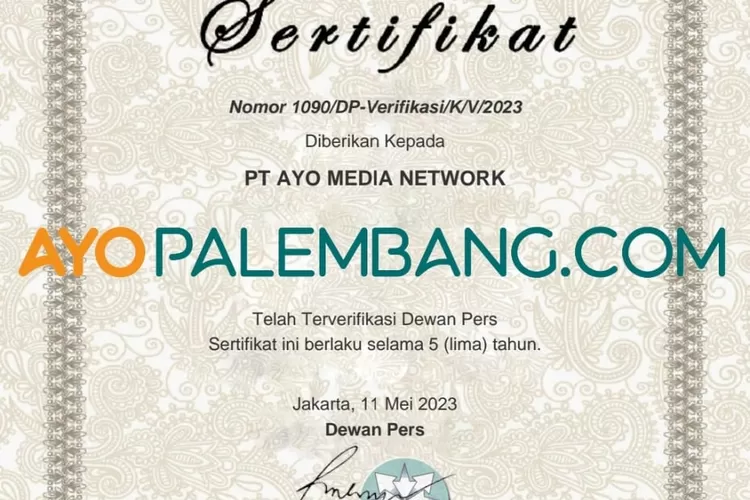 Portal AyoPalembang.com Resmi Terverifikasi Administrasi dan Faktual Dewan Pers