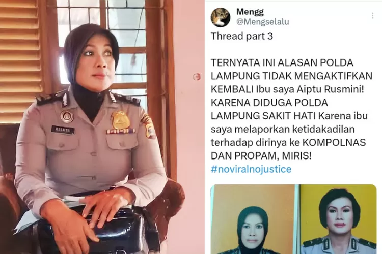 Kasus Pemecatan Polwan Polda Lampung Aiptu Rusmini Viral, Anak: Hanya Mohon Pensiun Dini&nbsp; (Mengselalu )