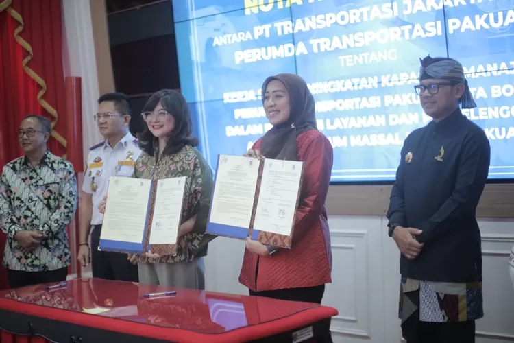 Pemerintah Kota Bogor menggelar penandatangan Nota Kesepahaman integrasi Trans Pakuan dengan Transjakarta. (Prokompim Kota Bogor)