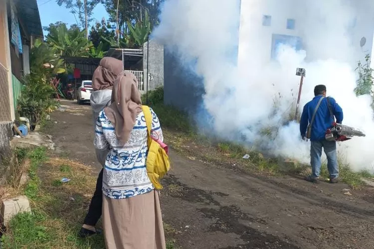 Petugas dari Dinkes Batang melakukan fogging atau pengasapan.  (Dok)