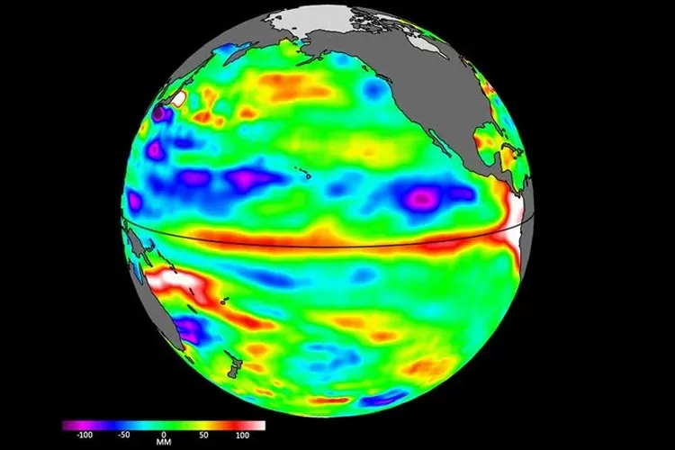 Illustrasi deteksi dini El Nino oleh satelit permukaan laut Internasional.  (NASA )
